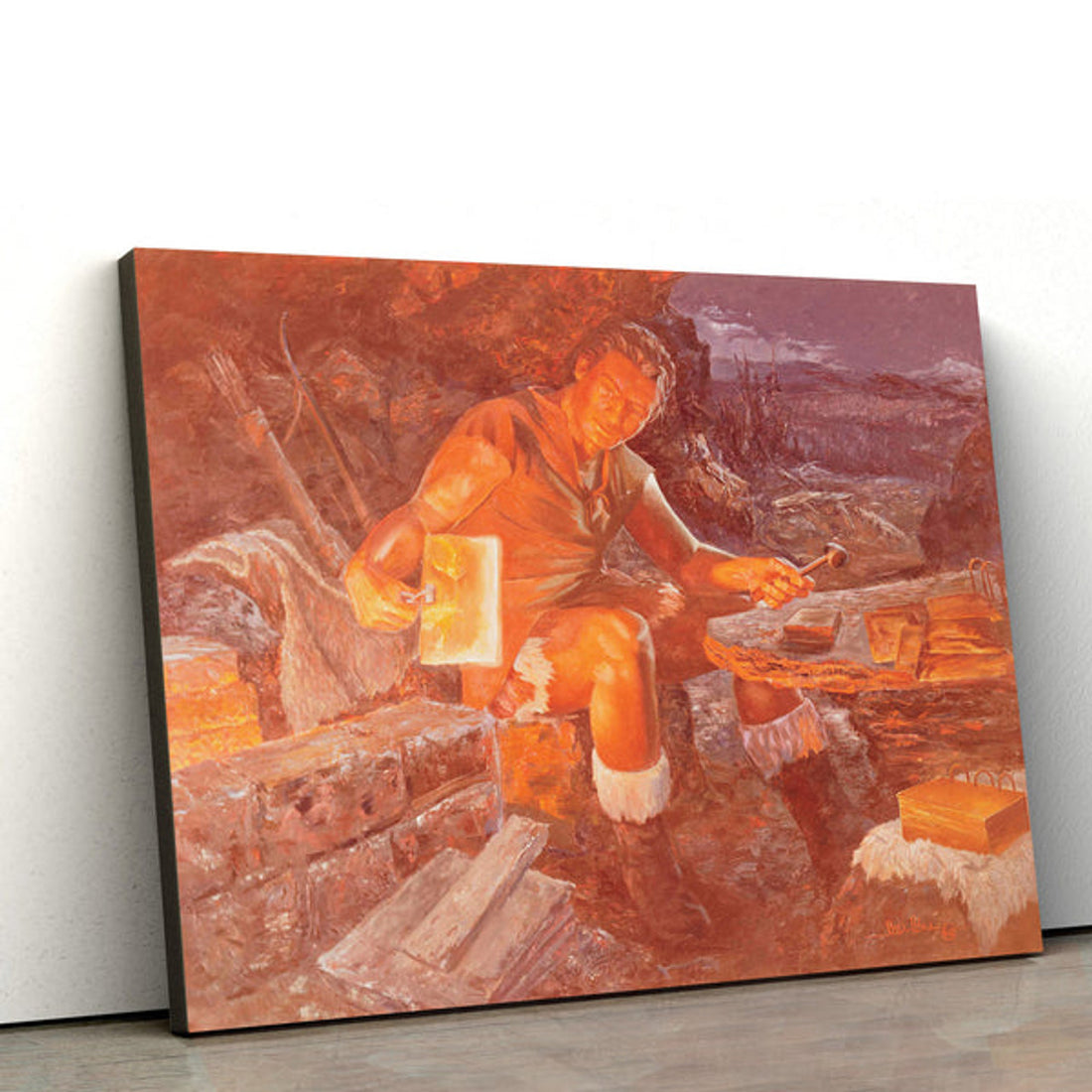 Nephi Fashioning The Plates Canvas Pictures - Christian Paintings For Home - Religious Canvas Wall Decor