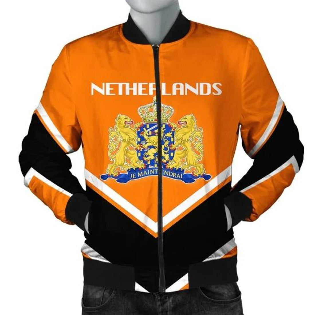 FUNSTUFFPRINTI Netherlands Coat Of Arms Men Bomber Jacket Lucian Style Bomber Jacket