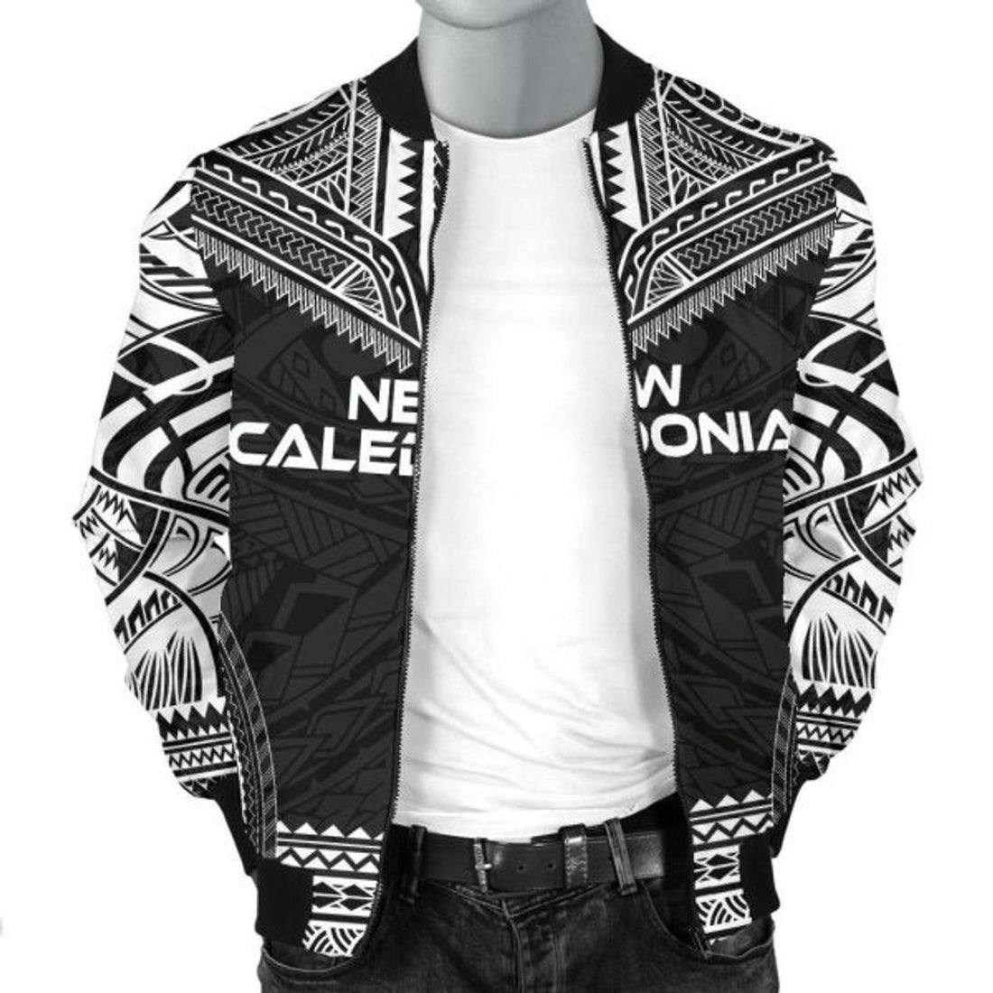 FUNSTUFFPRINTI New Caledonia Polynesian Chief Men's Bomber Jacket - Black Version - Bomber Jacket