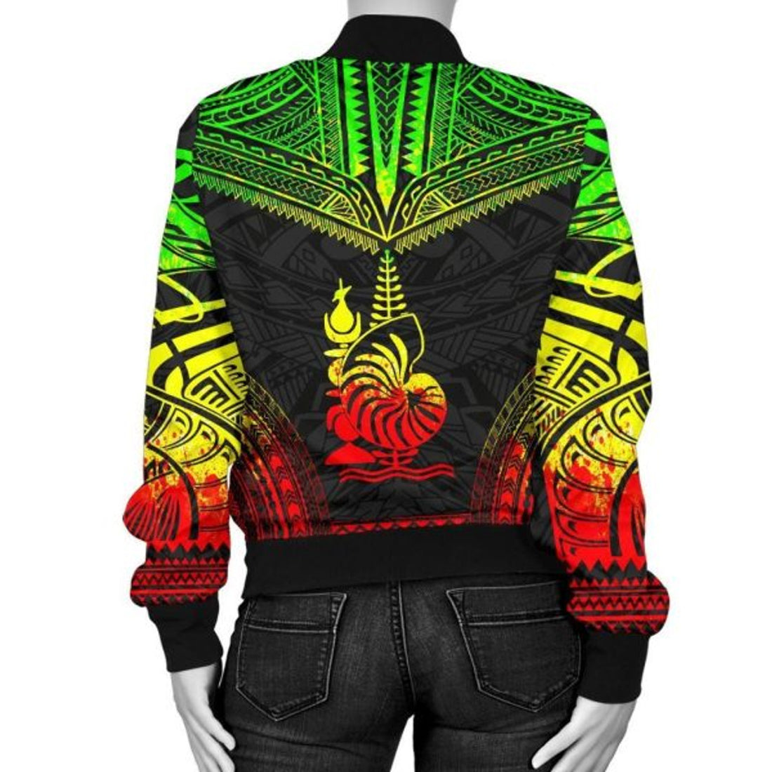 FUNSTUFFPRINTI New Caledonia Polynesian Chief Women'S Bomber Jacket - Reggae Version - Bomber Jacket