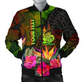 FUNSTUFFPRINTI New Caledonia Polynesian Personalised Men's Bomber Jacket- Hibiscus and Banana Leaves - Bomber Jacket