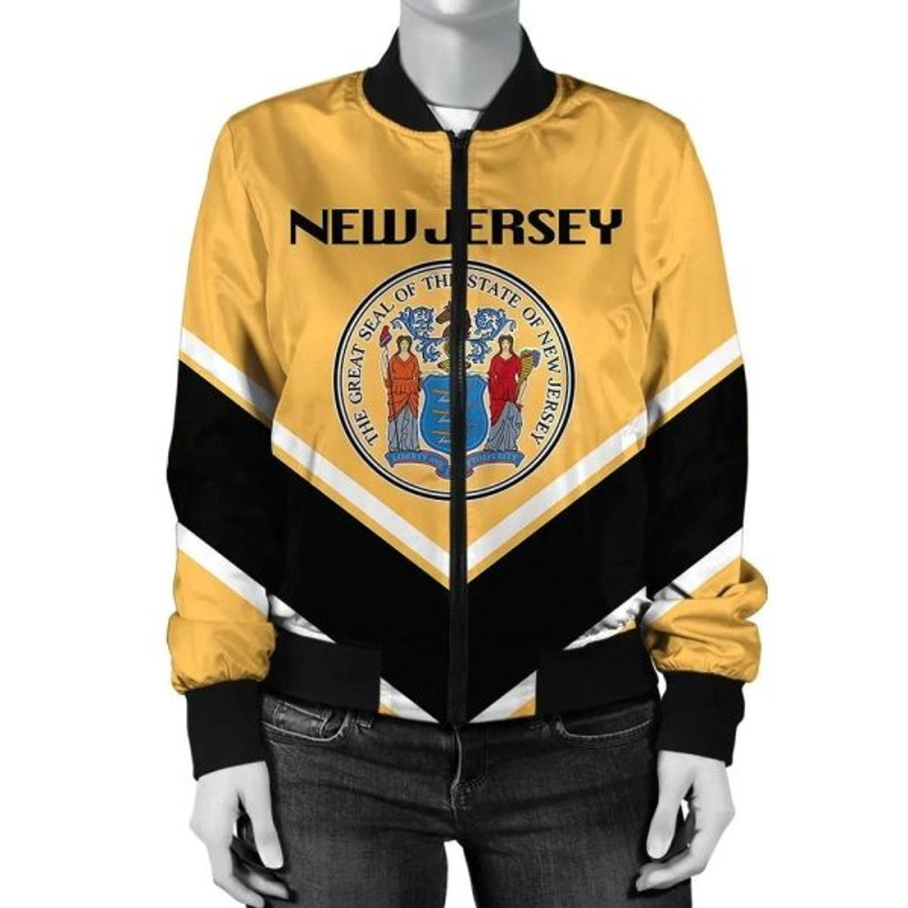 FUNSTUFFPRINTI New Hampshire Coat Of Arms Women Bomber Jacket Lucian Style Bomber Jacket