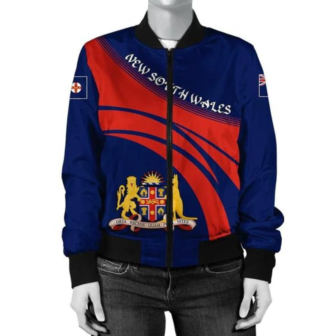 FUNSTUFFPRINTI New South Wales Coat Of Arms Women Bomber Jacket Cricket Bomber Jacket