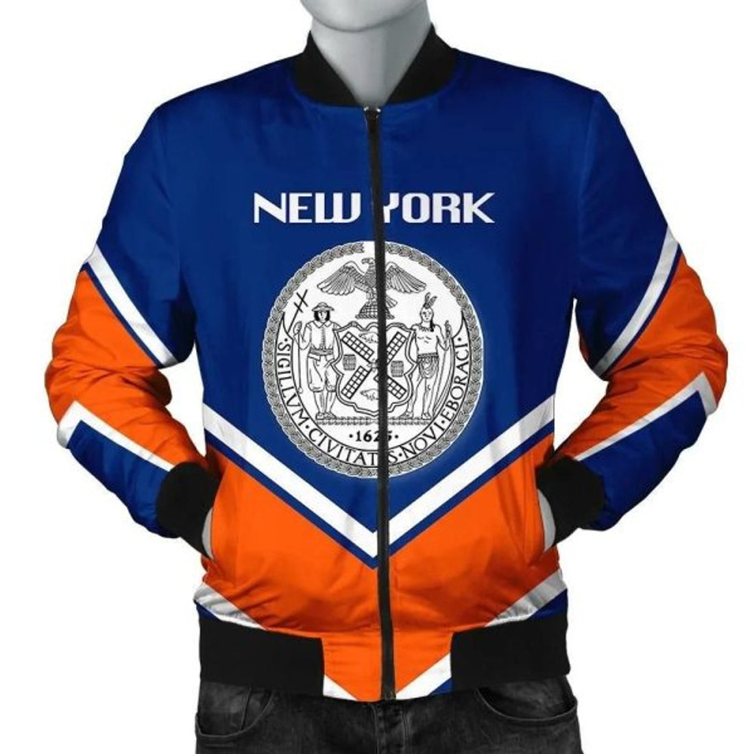 FUNSTUFFPRINTI New York Coat Of Arms Men Bomber Jacket Lucian Style Bomber Jacket
