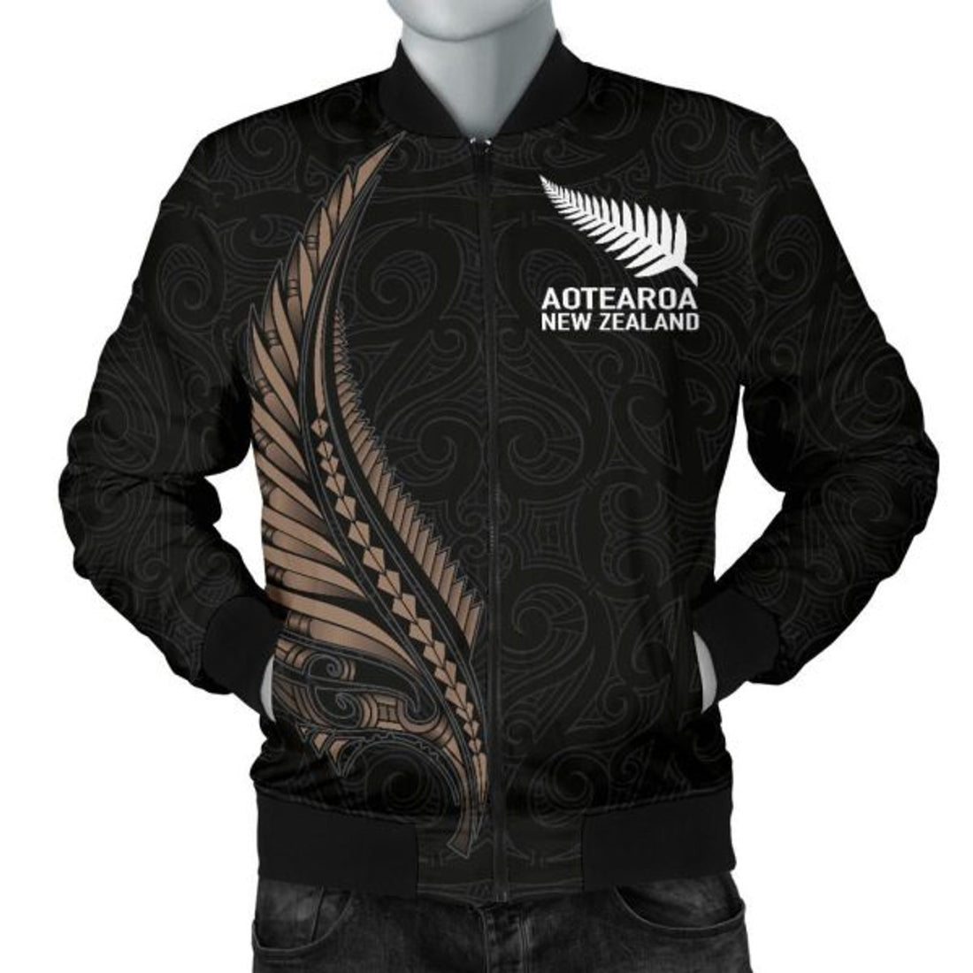 FUNSTUFFPRINTI New Zealand - Maori Fern Tattoo Men's 3D Bomber Jacket