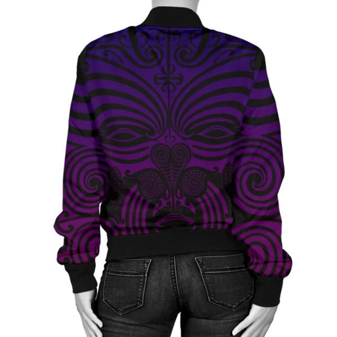 FUNSTUFFPRINTI New Zealand - Maori Mask Pullover Women's Bomber Jacket Purple 5 Bomber Jacket