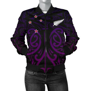 FUNSTUFFPRINTI New Zealand - Maori Mask Pullover Women's Bomber Jacket Purple 5 Bomber Jacket