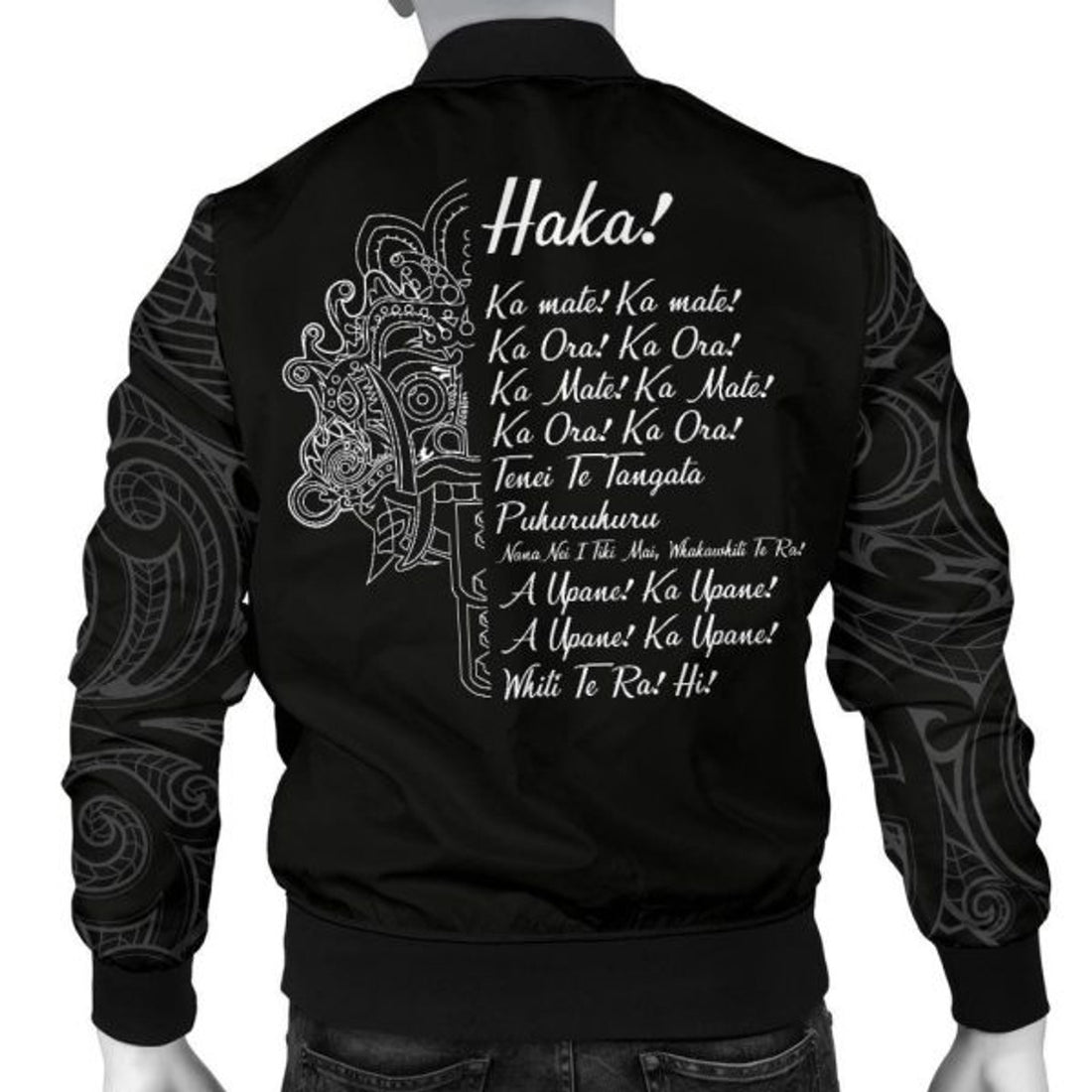 FUNSTUFFPRINTI New Zealand Men's Bomber Jacket Ka Mate Haka Lyrics Bomber Jacket
