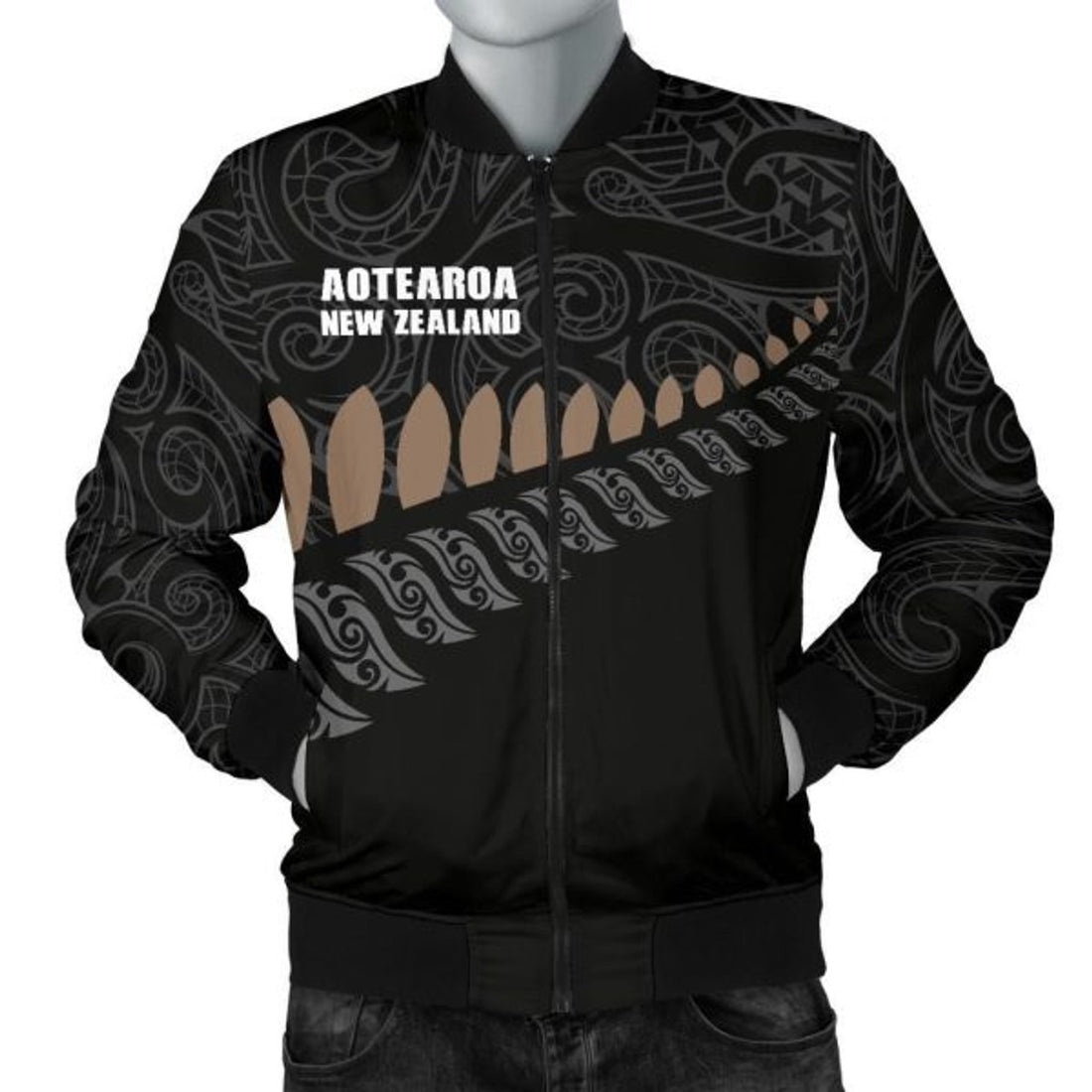 FUNSTUFFPRINTI New Zealand Men's Bomber Jacket Ka Mate Haka Lyrics Bomber Jacket