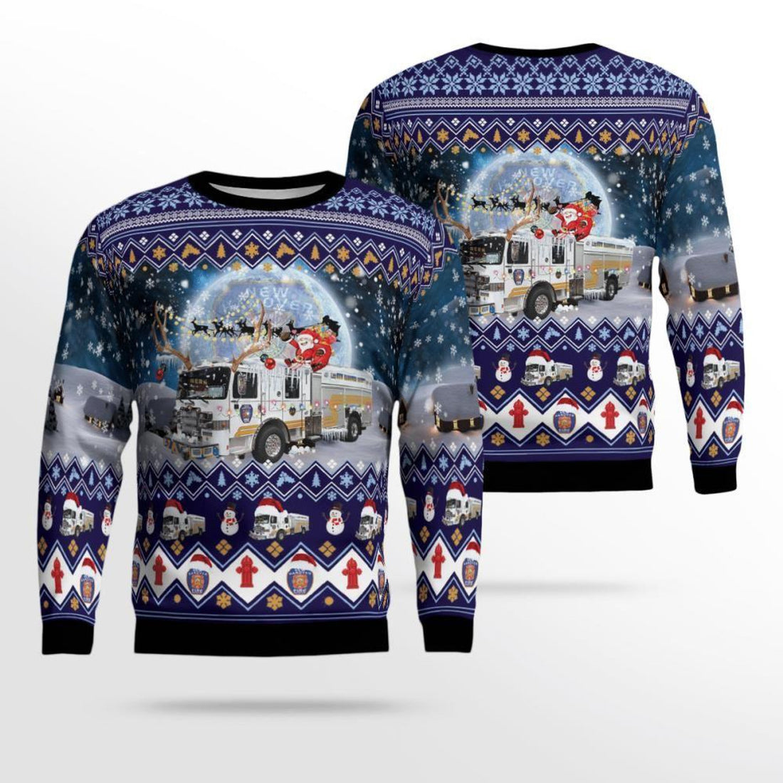 FUNSTUFFPRINT New Hanover County Fire & Rescue 3D Ugly Christmas Sweater – Christmas Gifts For Firefighters Ugly  Sweater