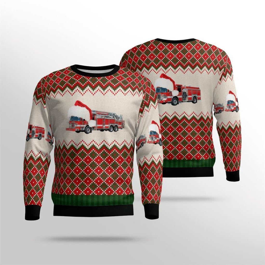 FUNSTUFFPRINT New Jersey Hackensack Fire Department Sweater 3D – Gifts For Firefighters In New Jersey Ugly  Sweater