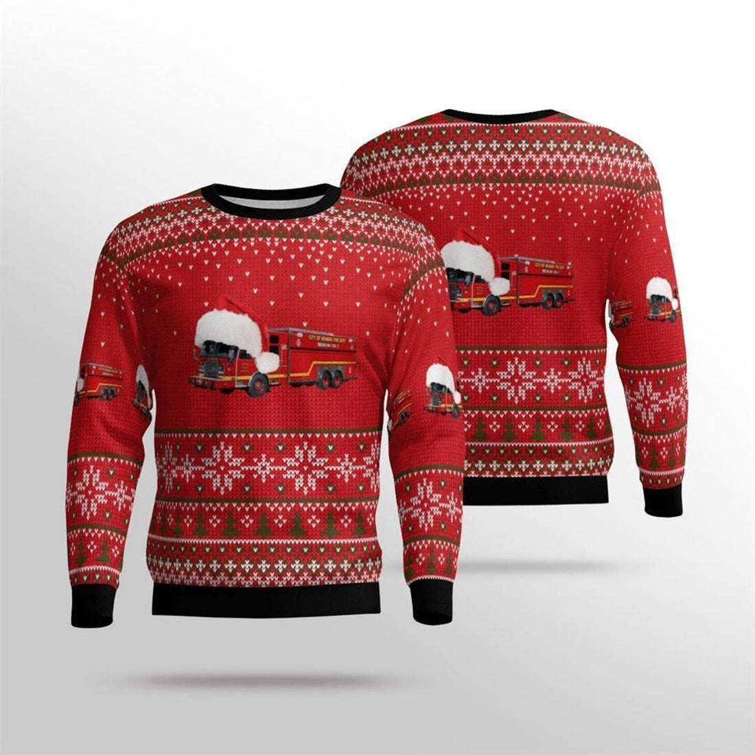 FUNSTUFFPRINT New Jersey Newark Fire Department AOP Sweater – Gifts For Firefighters In New Jersey Ugly  Sweater