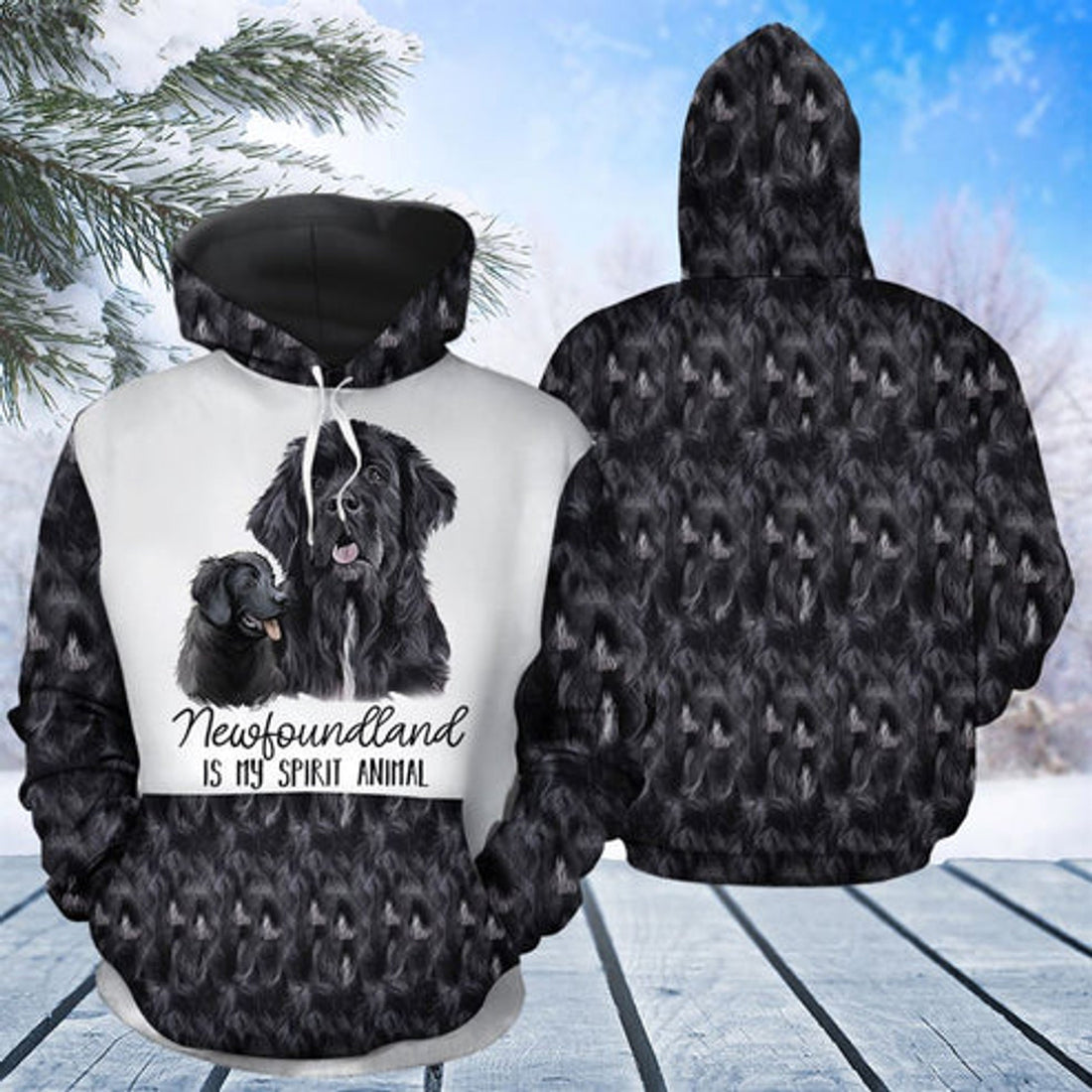 FUNSTUFFPRINT 3D Newfoundland My Spirit Animal All Over 3D Hoodie and Zip Hoodie