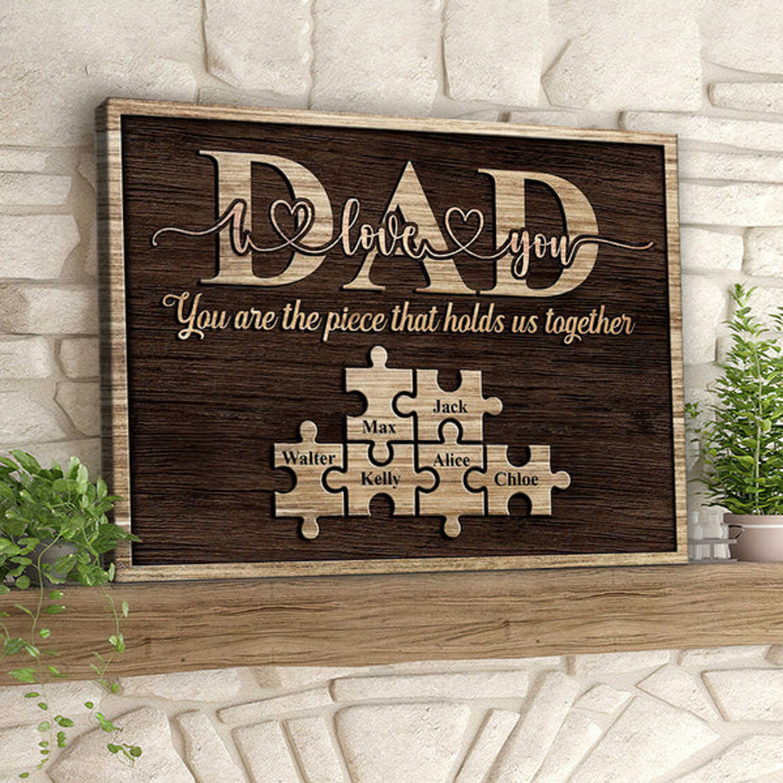 Personalized Canvas For Dad - Custom Puzzle Canvas - Dad Wall Art - Puzzle Sign Canvas - Birthday Gift For Father - Father's Day Gifts 