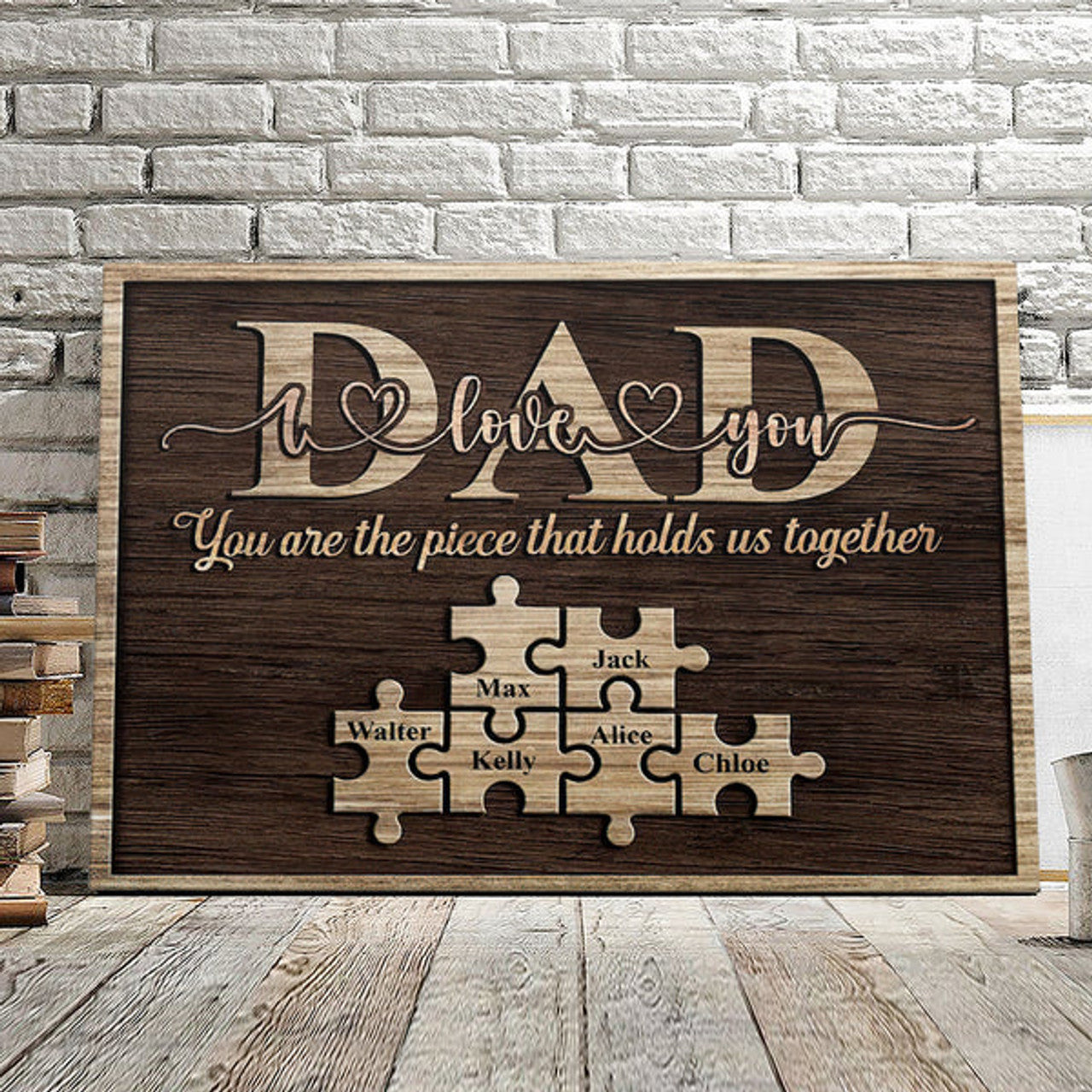 Personalized Canvas For Dad - Custom Puzzle Canvas - Dad Wall Art - Puzzle Sign Canvas - Birthday Gift For Father - Father's Day Gifts 