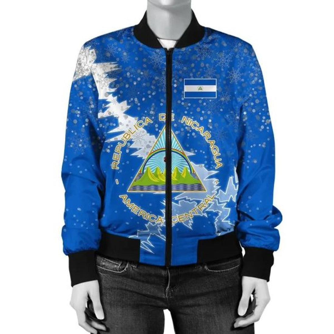 FUNSTUFFPRINTI Nicaragua Christmas Coat Of Arms Women 3D Bomber Jacket