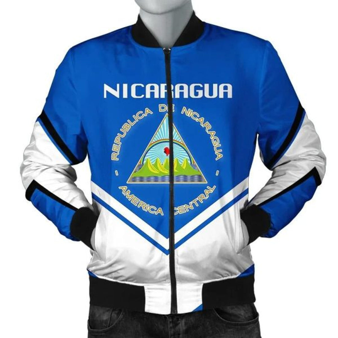 FUNSTUFFPRINTI Nicaragua Coat Of Arms Men Bomber Jacket Lucian Style