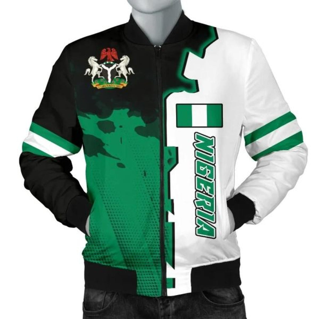 FUNSTUFFPRINTI Nigeria Men's Bomber Jacket - Independence Day - Bomber Jacket