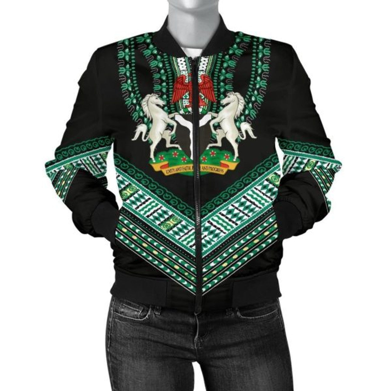 FUNSTUFFPRINTI Nigerian Dashiki Women 3D Bomber Jacket