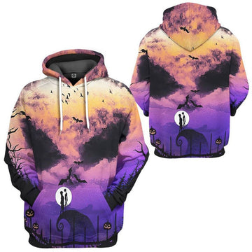 FUNSTUFFPRINT 3D Nightmare Sky Face Before Christmas All Over 3D Hoodie and Zip Hoodie