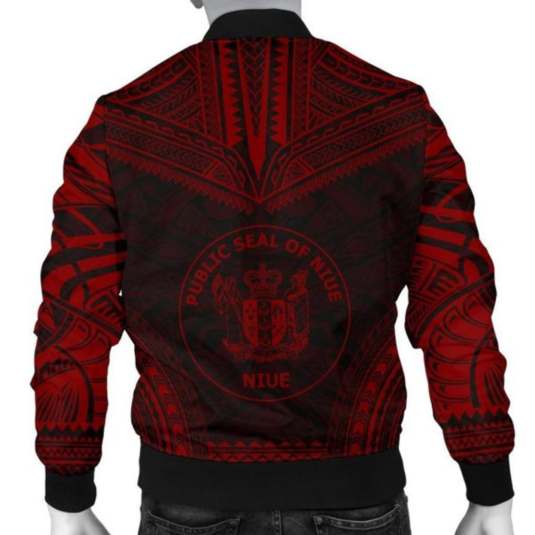 FUNSTUFFPRINTI Niue Polynesian Chief Men's Bomber Jacket - Red Version - Bomber Jacket