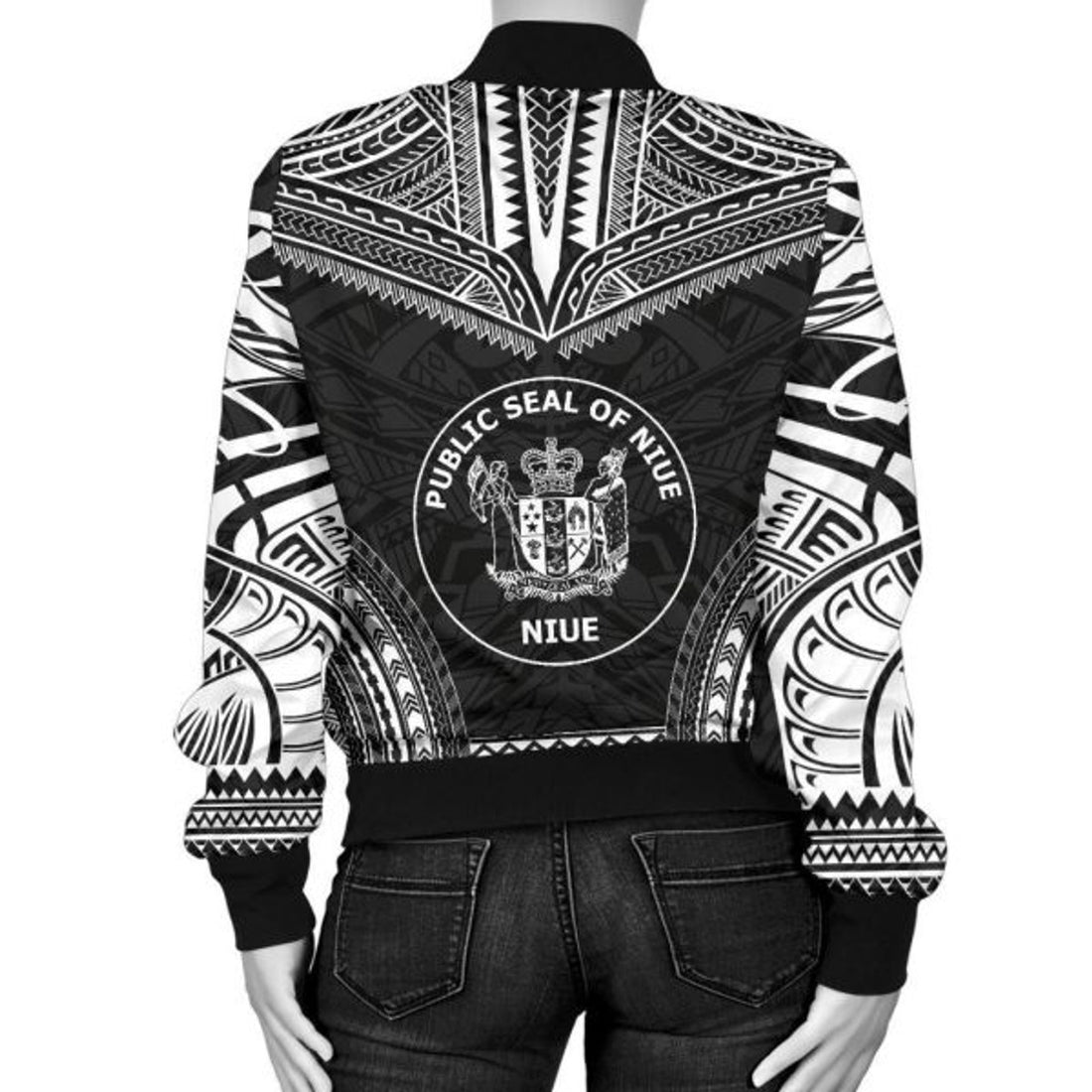 FUNSTUFFPRINTI Niue Polynesian Chief Women'S Bomber Jacket - Black Version - Bomber Jacket