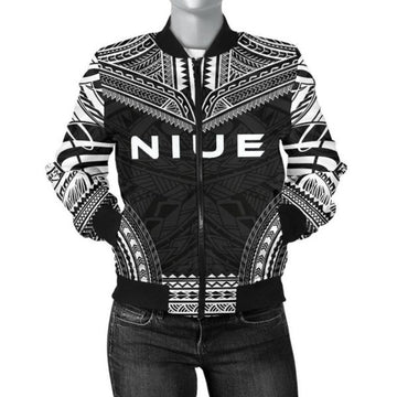 FUNSTUFFPRINTI Niue Polynesian Chief Women'S Bomber Jacket - Black Version - Bomber Jacket
