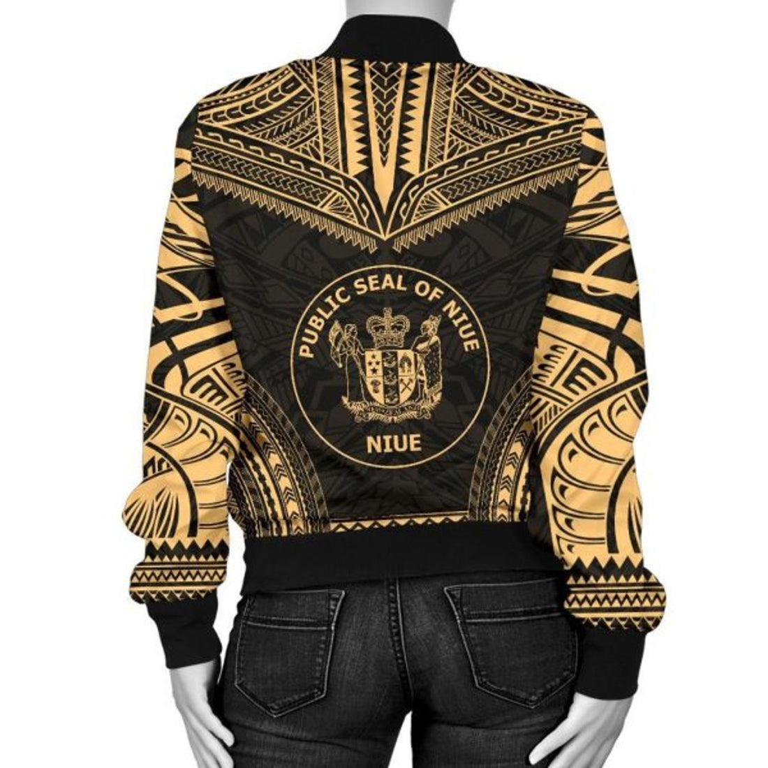 FUNSTUFFPRINTI Niue Polynesian Chief Women'S Bomber Jacket - Gold Version - Bomber Jacket