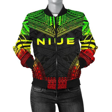 FUNSTUFFPRINTI Niue Polynesian Chief Women'S Bomber Jacket - Reggae Version - Bomber Jacket