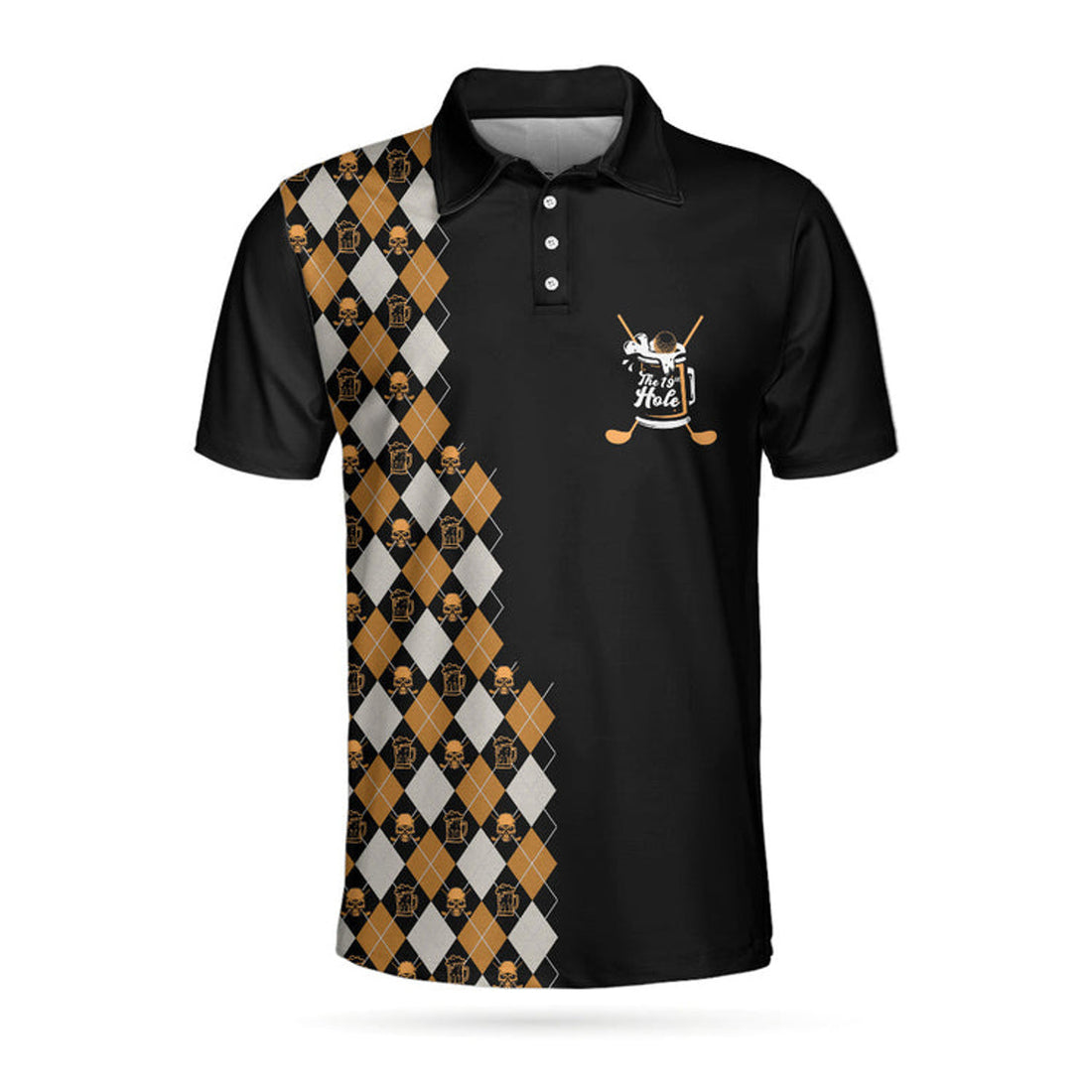 No Shanks Just Dranks The 19Th Hole Polo Shirt, Argyle Pattern Beer Polo Shirt, Golf Shirt For Beer Lovers