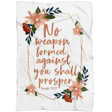 FUNSTUFFPRINT No Weapon Formed Against You Shall Prosper Isaiah 5417 Fleece Blanket - Christian Blanket - Bible Verse Blanket