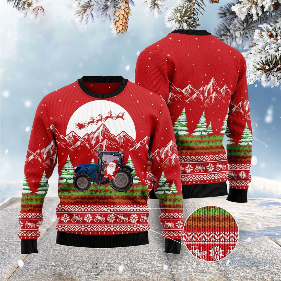 FUNSTUFFPRINT Noel Tractor Ugly Christmas Sweater, Christmas Sweater, Ugly Sweater, Funny Xmas Sweaters Ugly Sweater