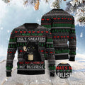 FUNSTUFFPRINT None Of My Business Black Cat Ugly Christmas Sweater, Christmas Cat Ugly Sweater, Ugly Cat Xmas Sweater Ugly Sweater