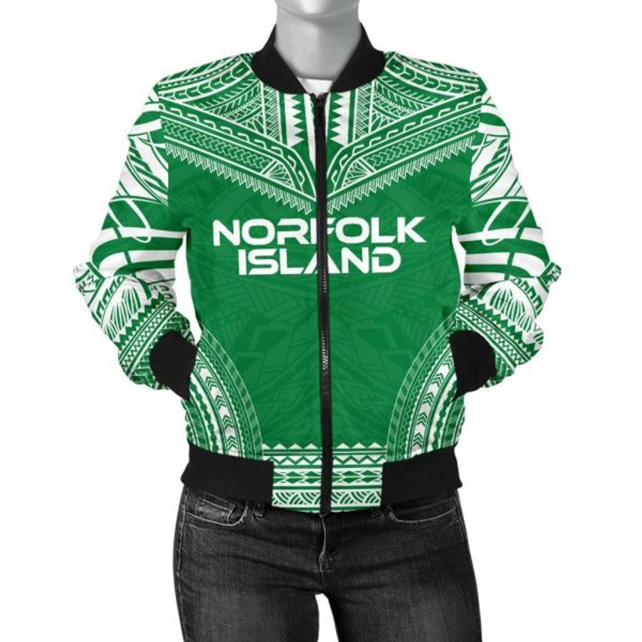 FUNSTUFFPRINT Norfolk Island Flag Polynesian Chief Women'S Bomber Jacket - Bomber Jacket