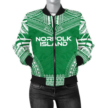 FUNSTUFFPRINT Norfolk Island Flag Polynesian Chief Women'S Bomber Jacket - Bomber Jacket
