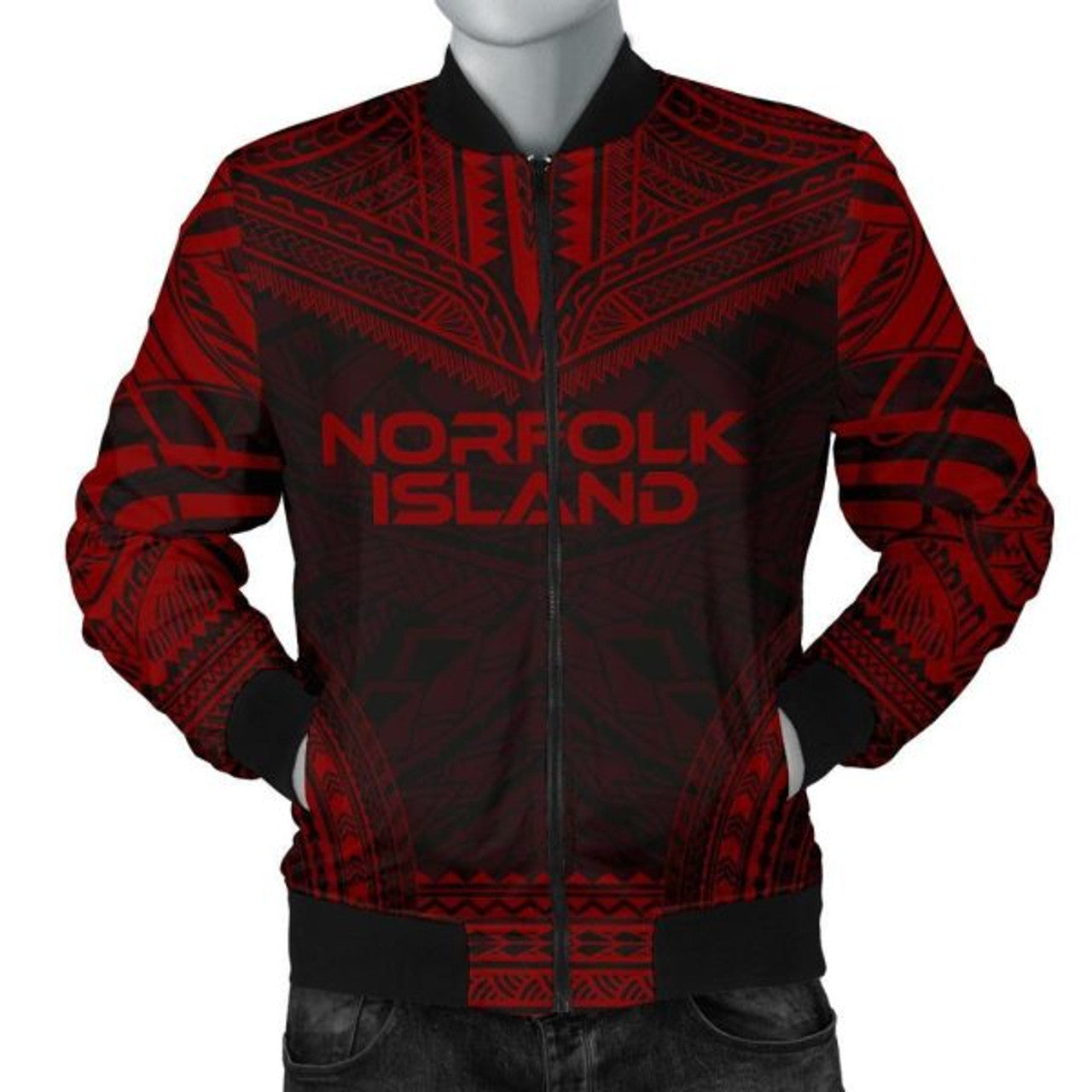 FUNSTUFFPRINT Norfolk Island Polynesian Chief Men's Bomber Jacket - Red Version - Bomber Jacket