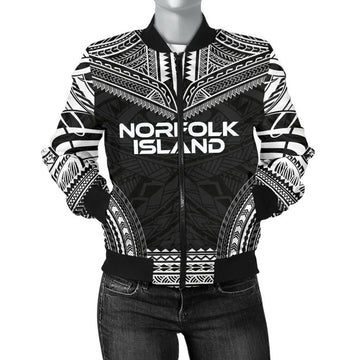 FUNSTUFFPRINT Norfolk Island Polynesian Chief Women'S Bomber Jacket - Black Version - 3D Bomber Jacket