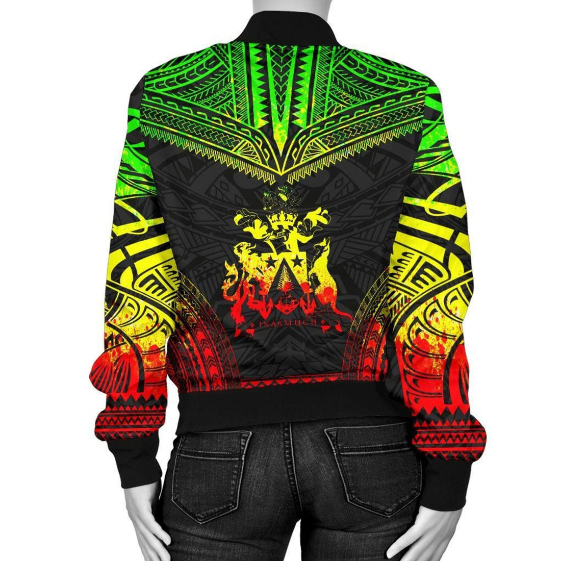 FUNSTUFFPRINT Norfolk Island Polynesian Chief Women'S Bomber Jacket - Reggae Version - 3D Bomber Jacket