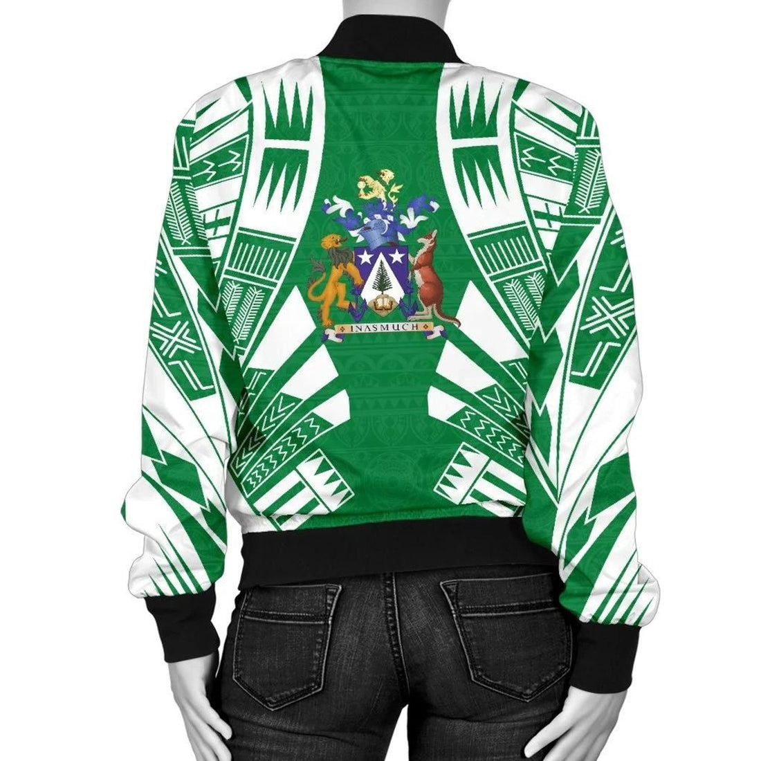 FUNSTUFFPRINT Norfolk Island Women Bomber Jacket - Polynesian Tattoo Flag - 10 3D Bomber Jacket