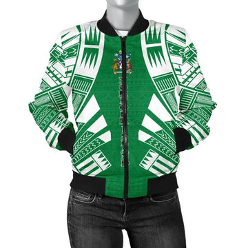 FUNSTUFFPRINT Norfolk Island Women Bomber Jacket - Polynesian Tattoo Flag - 10 3D Bomber Jacket