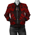FUNSTUFFPRINT Norfolk Island Women Bomber Jacket - Polynesian Tattoo Red - 10 3D Bomber Jacket