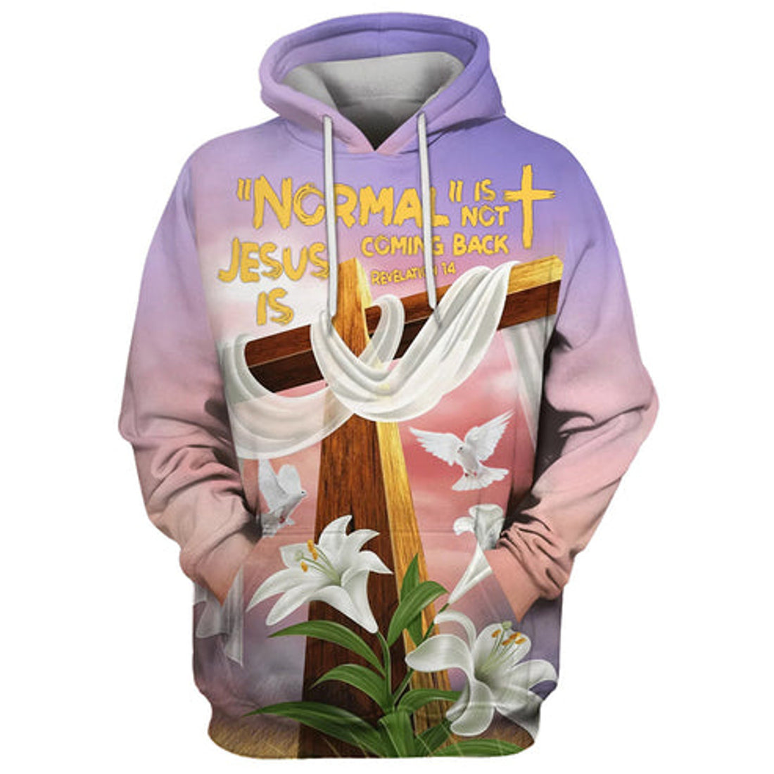FUNSTUFFPRINT 3D Normal Isn't Coming Back But Jesus Is Hoodie Lily Cross And Dove 3D Hoodie and Zip Hoodie