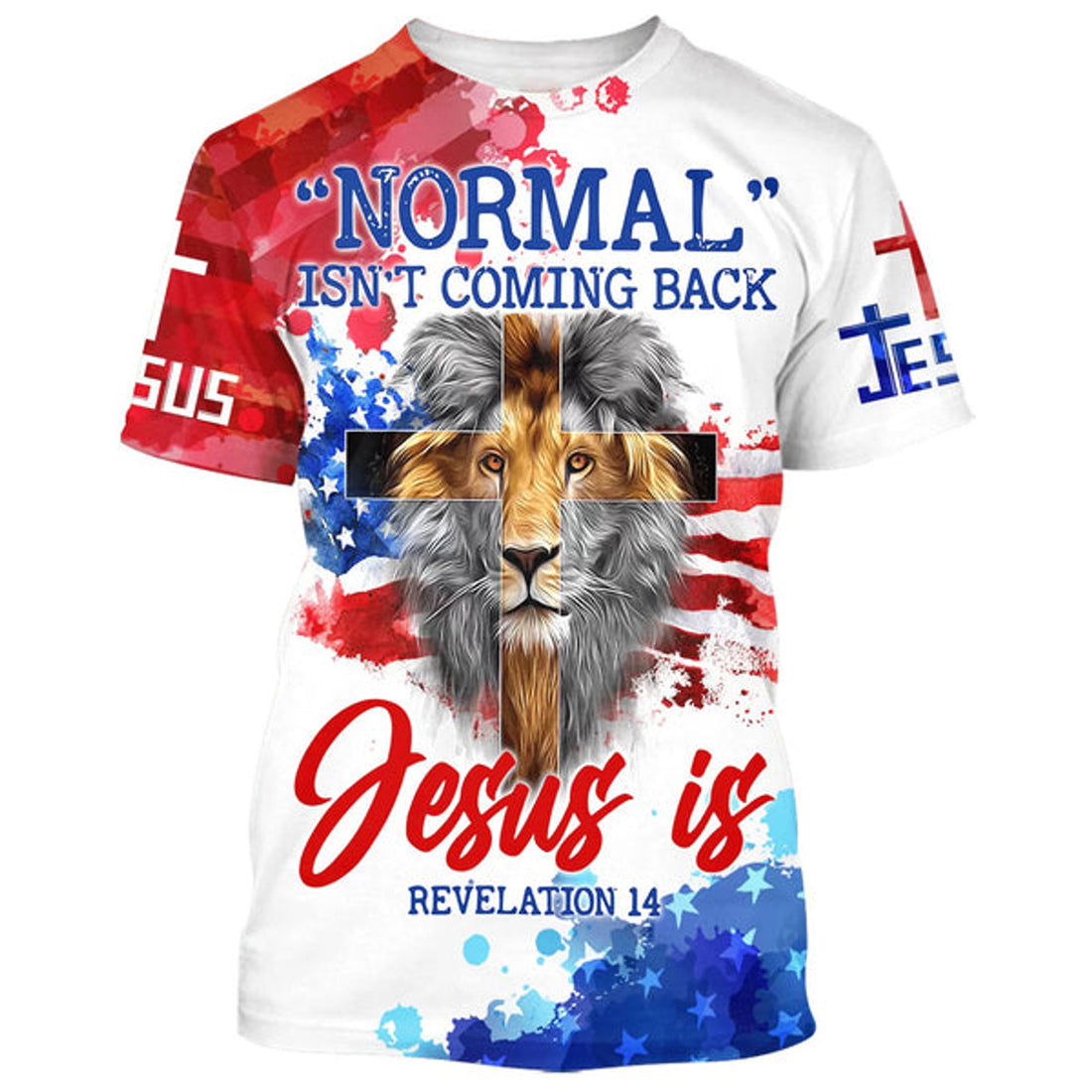 FUNSTUFFPRINT Normal Isn't Coming Back Jesus Is Lion Cross 3D T-Shirts - Christian Shirts For Men&Women 3D T-shirt