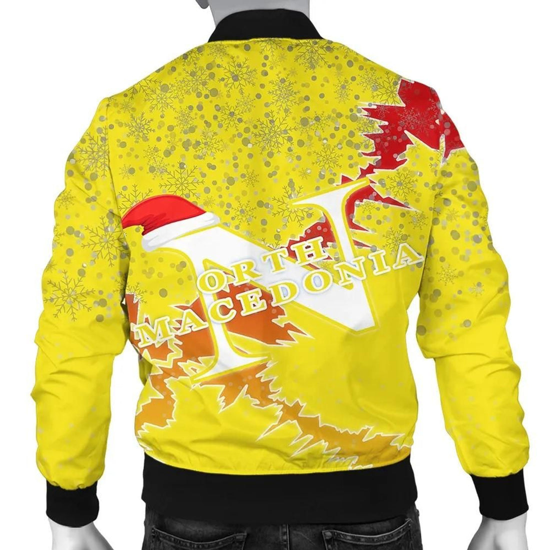 FUNSTUFFPRINT North Macedonia Christmas Coat Of Arms Men Bomber Jacket Style 3D Bomber Jacket