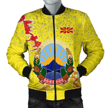 FUNSTUFFPRINT North Macedonia Christmas Coat Of Arms Men Bomber Jacket Style 3D Bomber Jacket
