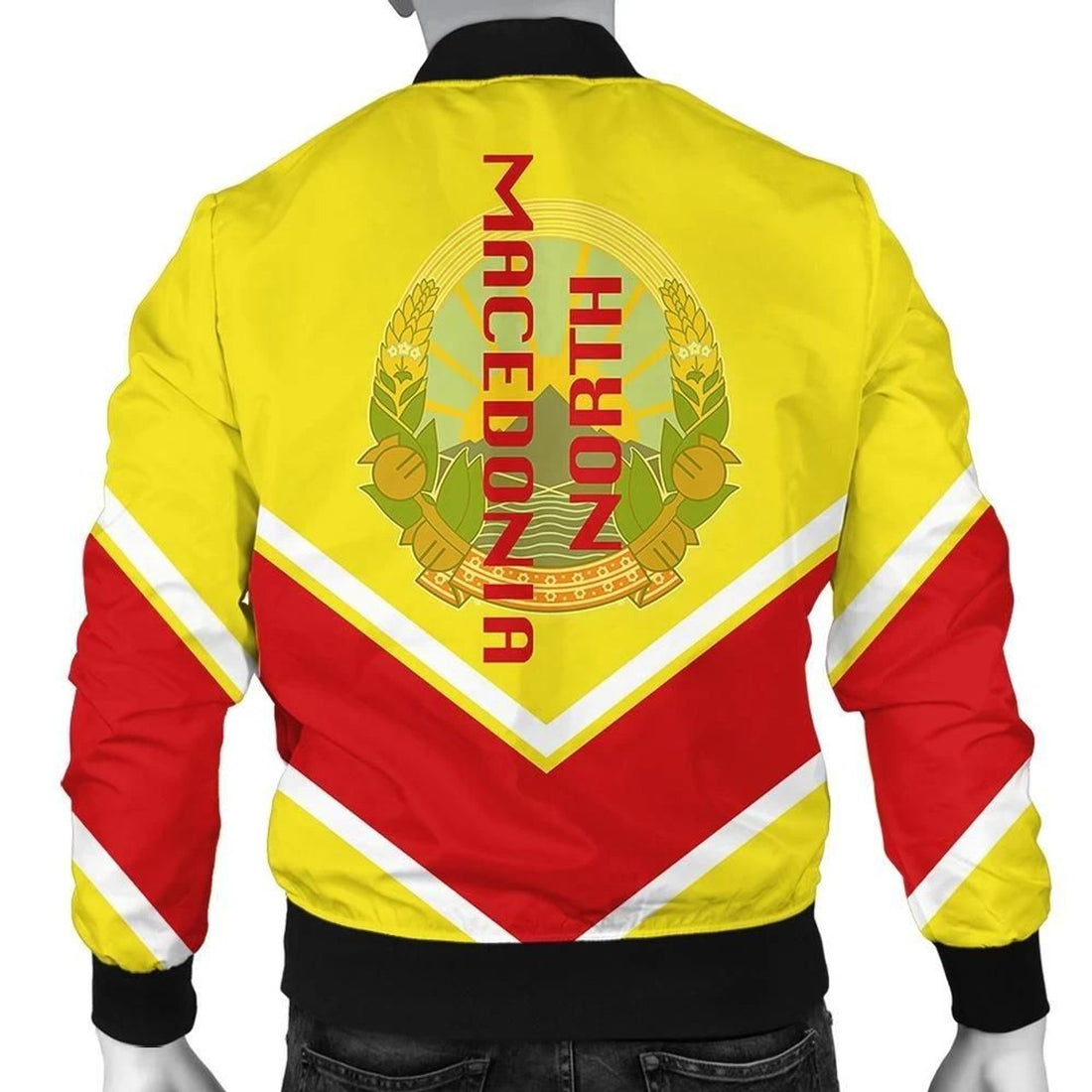 FUNSTUFFPRINT North Macedonia Coat Of Arms Men Bomber Jacket Lucian Style 3D Bomber Jacket