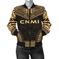 FUNSTUFFPRINT Northern Mariana Islands Polynesian Chief Women'S Bomber Jacket - Gold Version - 3D Bomber Jacket