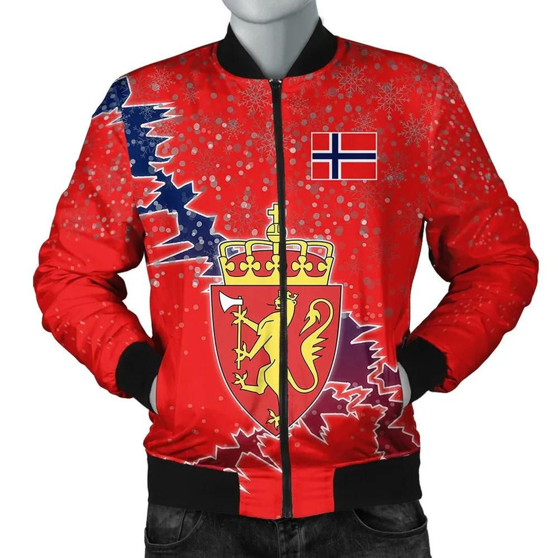 FUNSTUFFPRINT Norway Christmas Coat Of Arms Men Bomber Jacket Style 3D Bomber Jacket