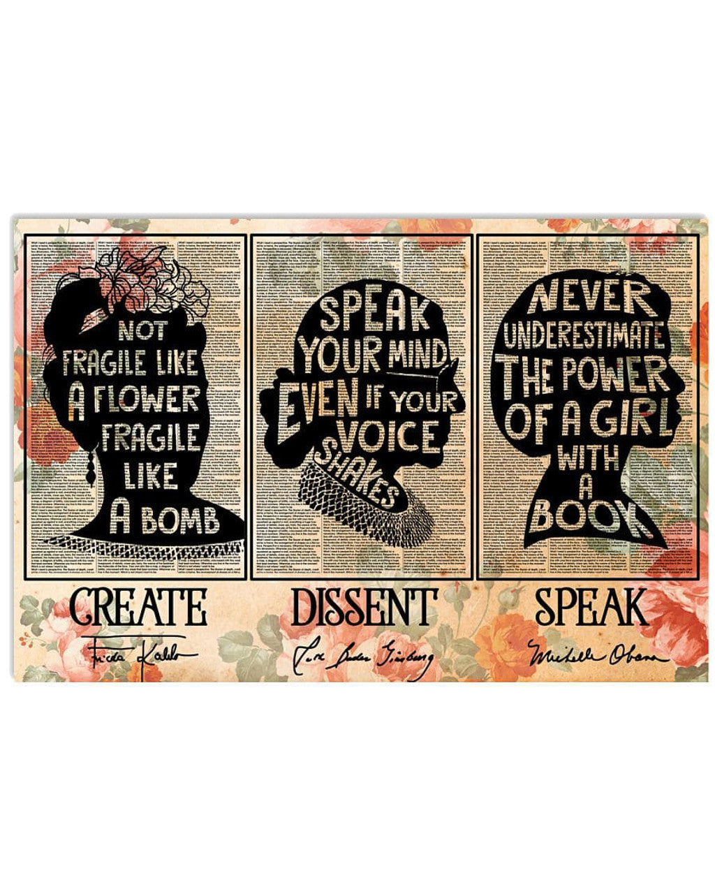 Not Fragile Like A Flower, Fragile Like A Bomb, Speak Your Mind, Even If Your Voice Shakes Poster and Canvas