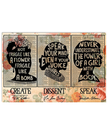 Not Fragile Like A Flower, Fragile Like A Bomb, Speak Your Mind, Even If Your Voice Shakes Poster and Canvas